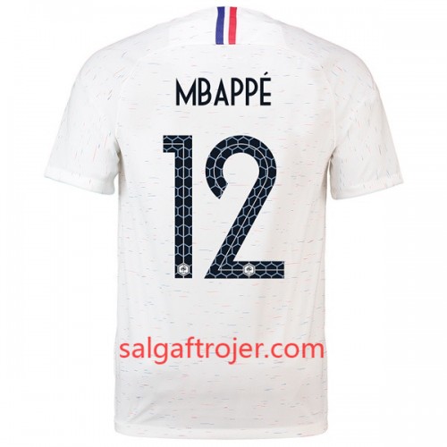 Frankrig Fodboldtrøjer Mbappe 12 Udebanesæt VM 2018 Frankrig Fodboldtrøjer Mbappe 12 Udebanesæt VM 2018